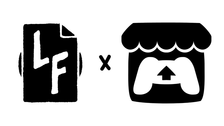 Local Files Club logo & itch.io logo in black and white